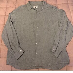 True Grit Men Gray Long Sleeve Button Down Shirt Sundance Mini Check, Size L